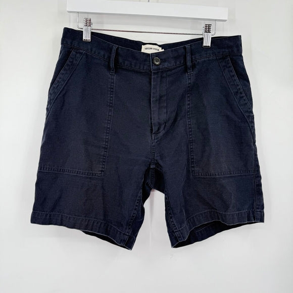 men Taylor Stitch Cotton Twill Navy Blue Shorts 32