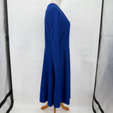 women Akris Punto Long Sleeve Wool Fit-&-Flare MSRP $1,190 Electric Blue Dress 16
