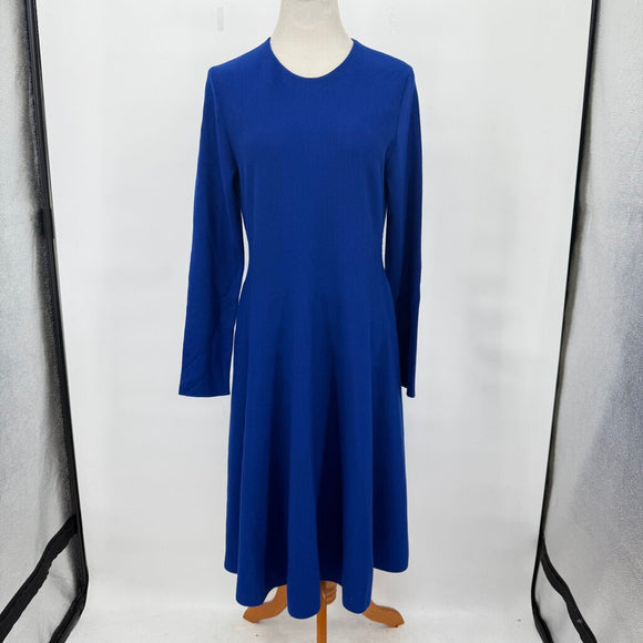 women Akris Punto Long Sleeve Wool Fit-&-Flare MSRP $1,190 Electric Blue Dress 16