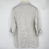 women Christian Siriano Pencil Stripe Linen Blazer White and Black Jacket L