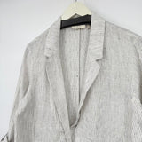 women Christian Siriano Pencil Stripe Linen Blazer White and Black Jacket L