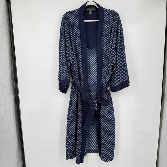 women Covington Print Cotton Robe Navy Blue Intimates/Sleepwear OS