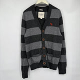 men Abercrombie & Fitch Vintage 90s Striped Cashmere Cardigan Gray Sweater XL