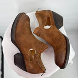 women Born Mendocino Distressed Suede Ankle Bootie Brown Shoes 8