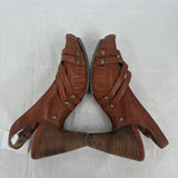 women Frye Reese Multi Sling Leather Heel Chestnut Brown Shoes 7