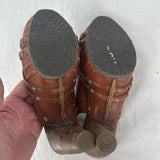 women Frye Reese Multi Sling Leather Heel Chestnut Brown Shoes 7
