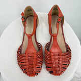 women Seychelles Into Thin Air Leather Huarache Flat Sandals Orange Shoes 7