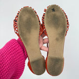 women Seychelles Into Thin Air Leather Huarache Flat Sandals Orange Shoes 7