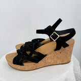 women Ugg Suede Wedge Sandals Black Shoes 10