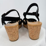women Ugg Suede Wedge Sandals Black Shoes 10