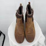 women Ugg Emalie Wedge Leather Boots Brown Shoes 12