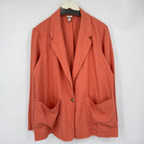 women A New Day Linen Blend Lapel Collar Salmon Jacket L