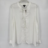 women Torrid NWT Swiss Dot Tie Neck Blouse White Woven Top 0/L