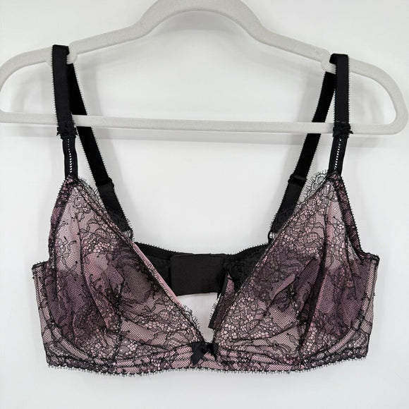 women Victoria's Secret Very Sexy Unlined Plunge Black Pink Intimates/Sleepwear 38D