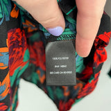 women Torrid NWT Floral Button Front Blouse Black Multi Woven Top 00/M