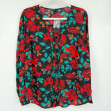 women Torrid NWT Floral Button Front Blouse Black Multi Woven Top 00/M