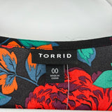 women Torrid NWT Floral Button Front Blouse Black Multi Woven Top 00/M