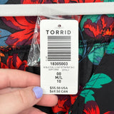 women Torrid NWT Floral Button Front Blouse Black Multi Woven Top 00/M
