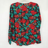 women Torrid NWT Floral Button Front Blouse Black Multi Woven Top 00/M