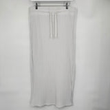 women Universal Thread Ribbed Knit Maxi White Skirt L
