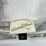 women Universal Thread Ribbed Knit Maxi White Skirt L