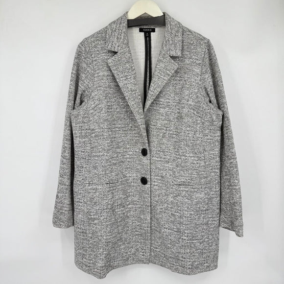 women Torrid Lapel Collar Knit Blazer Heathered Gray Jacket 0/L