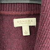 men Sonoma Fair Isle Shawl Collar Cardigan Maroon White Sweater L