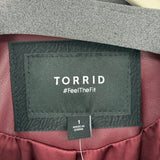 women Torrid NWT Vegan Leather Moto Burgundy Jacket 1/1X