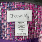 women Chadwicks Tweed Blazer Purple Pink Jacket 16