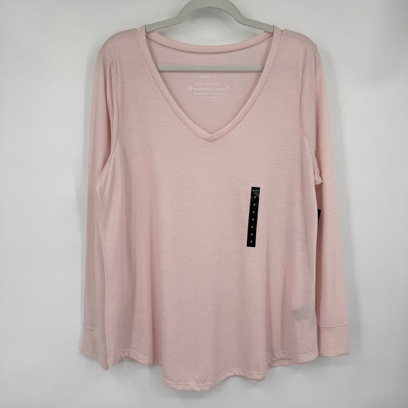 women Torrid NWT Girlfriend Long Sleeve Petal Pink Knit Top 0/L