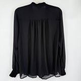 women Torrid NWT Chiffon Neck Tie Blouse Black Woven Top 0/L