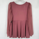 women Torrid NWT Embroidered Mesh Long Sleeve Mauve Knit Top 0/L