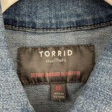 women Torrid NWT Cropped Denim Vest Blue Jacket 00/M