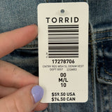 women Torrid NWT Cropped Denim Vest Blue Jacket 00/M