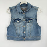 women Torrid NWT Cropped Denim Vest Blue Jacket 00/M