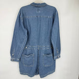 women Gap NWT Long Sleeve Utility Romper Blue Pintstripe Jumpsuit/Romper 16