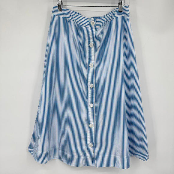women A New Day Cotton Striped Midi Blue White Skirt L