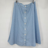 women A New Day Cotton Striped Midi Blue White Skirt L