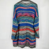 women Sundance Merino Wool Blend Long Cardigan - AS IS Buttons Blue Pink Black Sweater XLP