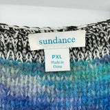 women Sundance Merino Wool Blend Long Cardigan - AS IS Buttons Blue Pink Black Sweater XLP