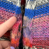 women Sundance Merino Wool Blend Long Cardigan - AS IS Buttons Blue Pink Black Sweater XLP