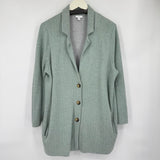 women J.Jill Chevron Knit Blazer Green Gray Jacket XL