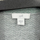 women J.Jill Chevron Knit Blazer Green Gray Jacket XL