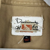 men Drunknmunky Patch and Pocket Button Front Khaki Multi Woven Top XL