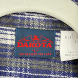 men Dakota Plaid Flannel Blue Gray Woven Top L