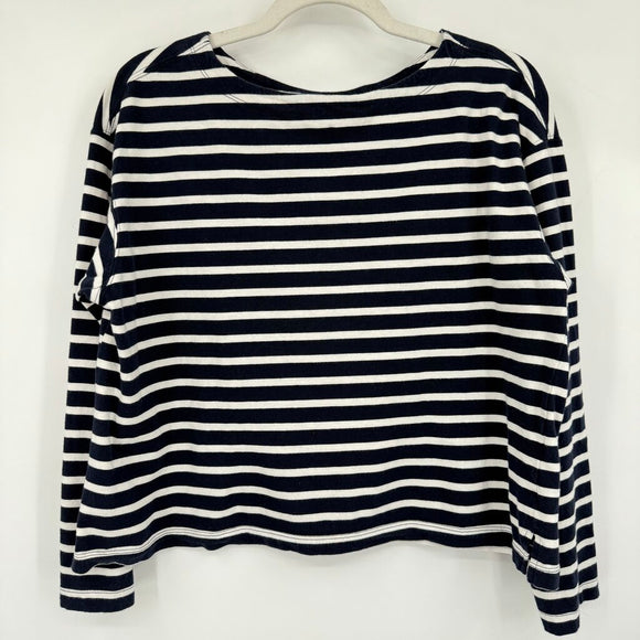 women Old Navy Striped Long Sleeve Navy White Knit Top M