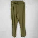 women Ellen Tracy Belted Trousers Olive Green Pants L