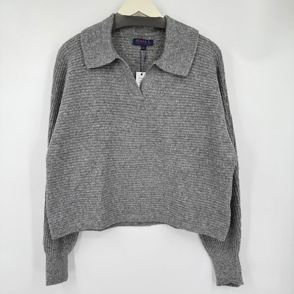 women Joseph A. NWT Johnny Collar Heathered Gray Sweater L