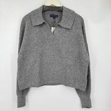 women Joseph A. NWT Johnny Collar Heathered Gray Sweater L