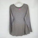 women Natural Life Thankful Grateful Floral Long Sleeve Gray Pink Orange Knit Top XL